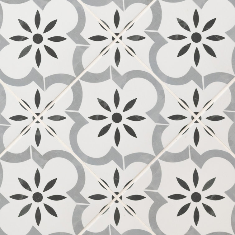 Azila 8'' x 8'' Matte Porcelain Encaustic Look Tile