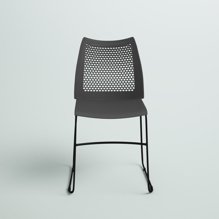 Black Armless Stacking Chair with Air-Vent Back
