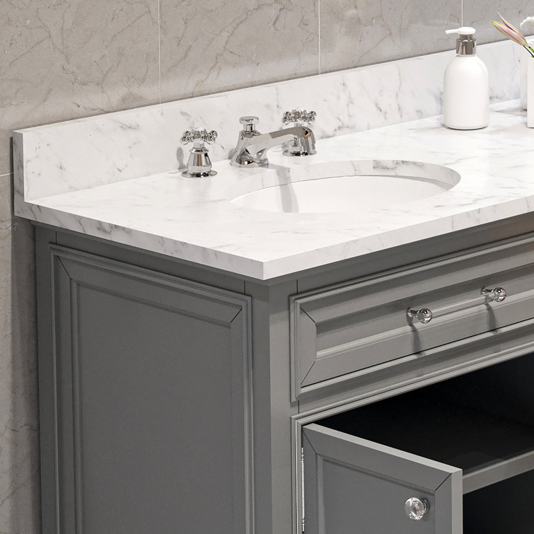 Derby 72" Grey Double Sink Bathroom Vanity Set with Marble Top