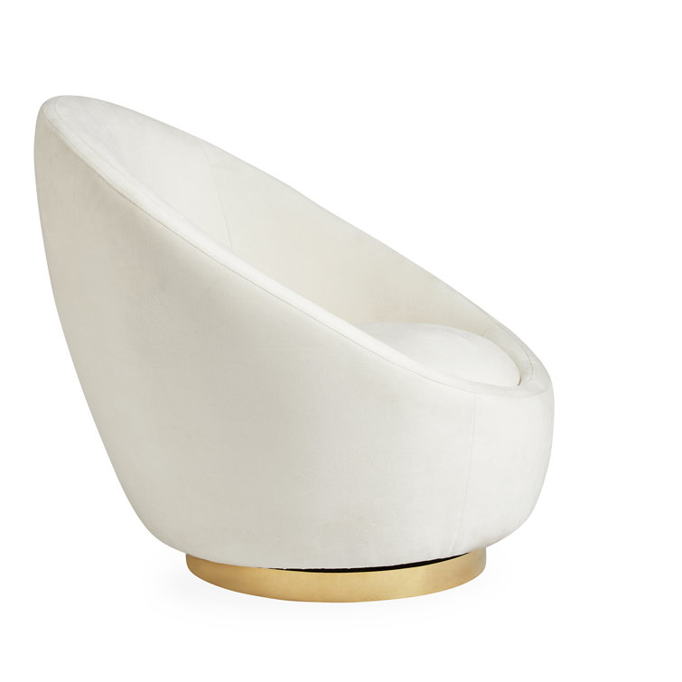 Bergamo Snow Velvet Swivel Papasan Chair with Gold Metal Legs