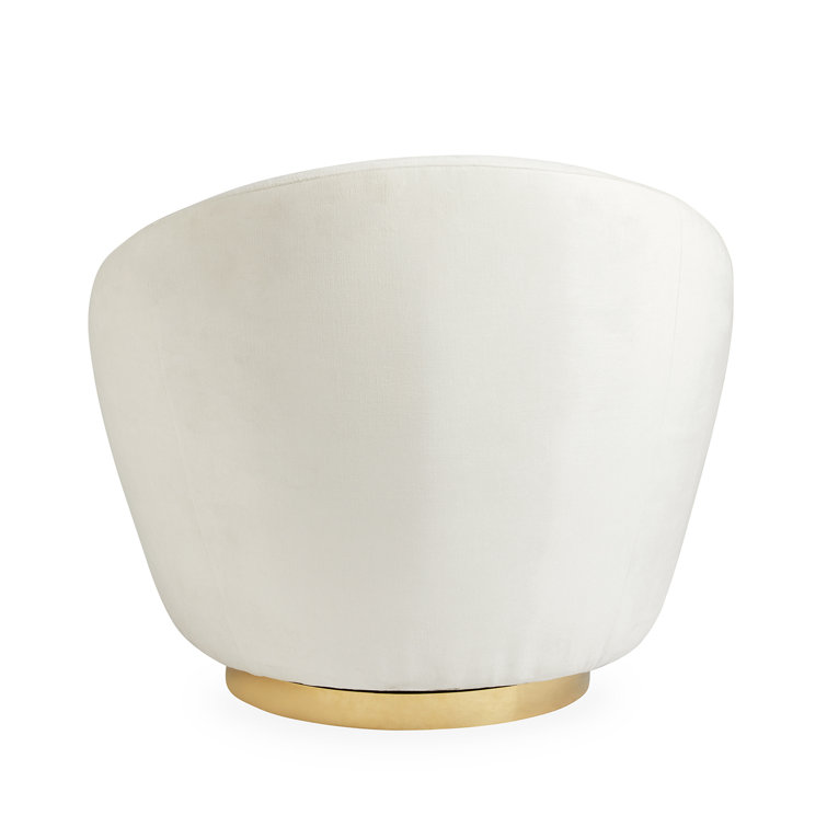 Bergamo Snow Velvet Swivel Papasan Chair with Gold Metal Legs