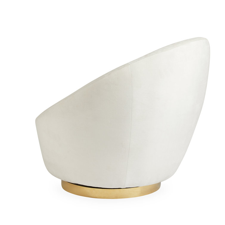 Bergamo Snow Velvet Swivel Papasan Chair with Gold Metal Legs
