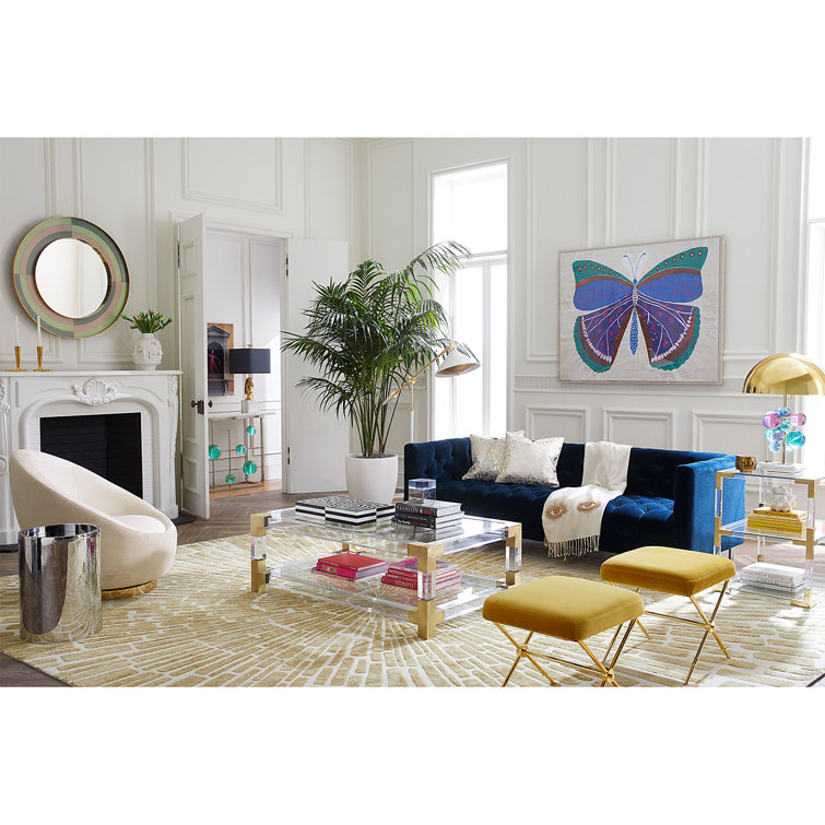 Bergamo Snow Velvet Swivel Papasan Chair with Gold Metal Legs