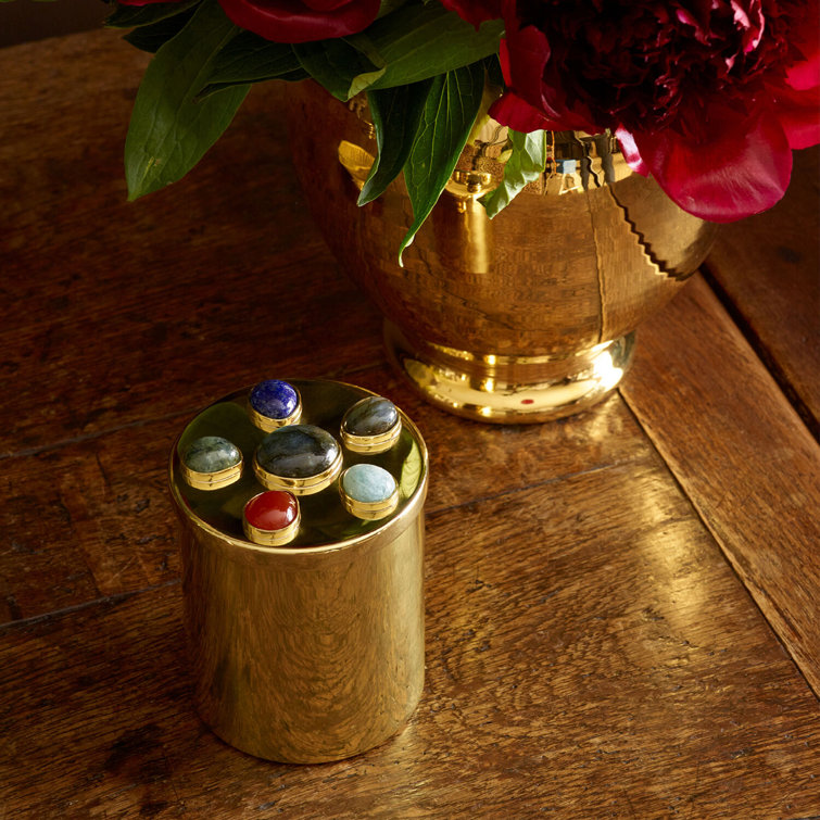 Gemstone Brass Handmade Votive Candle Holder