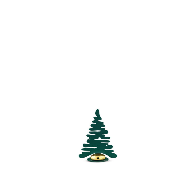 Emerald Green Steel Christmas Tree Figurine Set with Gold Accents
