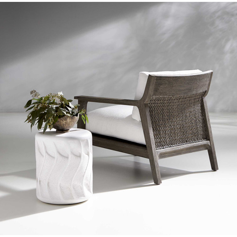 White Stonecast Transitional Round Side Table