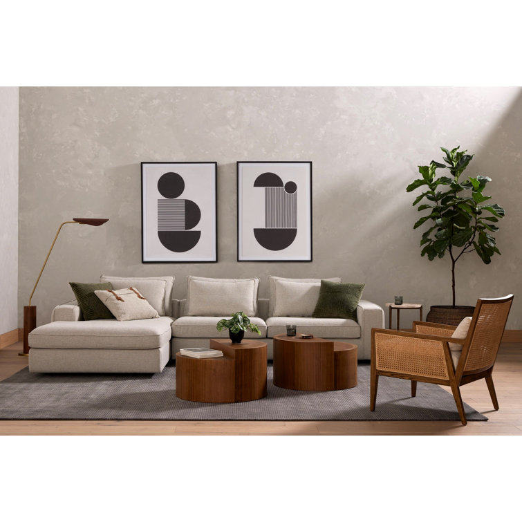 Astrid Walnut & Brass Floor Lamp with Brown Leather Shade