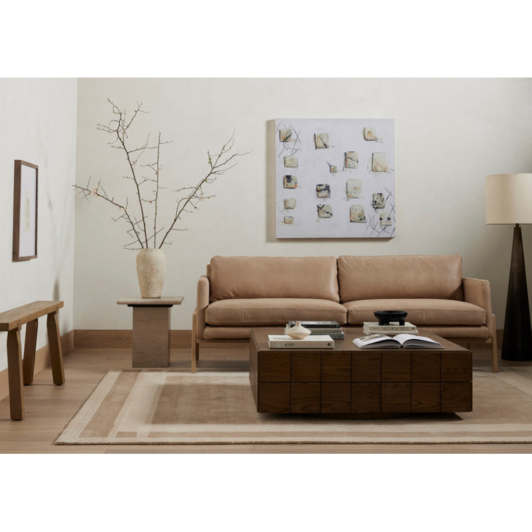 Viviana Ashwood Beige Top Grain Leather 84'' Sofa