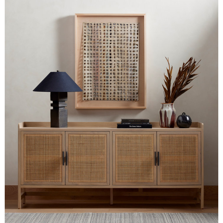 Caprice 72'' Black Wash Mango Wood and Cane Sideboard