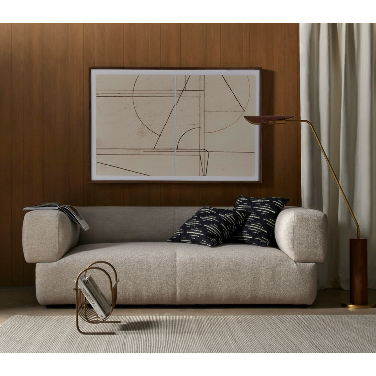 Astrid Walnut & Brass Floor Lamp with Brown Leather Shade