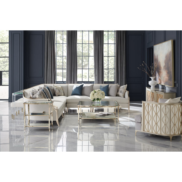Handcrafted Gray Barrel Chair with Gold Metal Accents