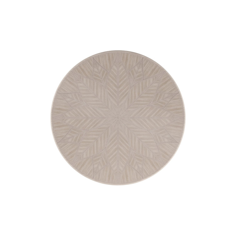Round Brown and White Wood Dining Table for Eight