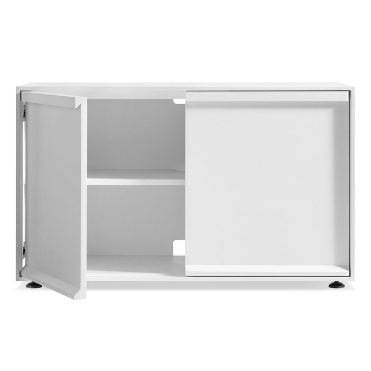 White Matte Painted 2 Door Wood Credenza