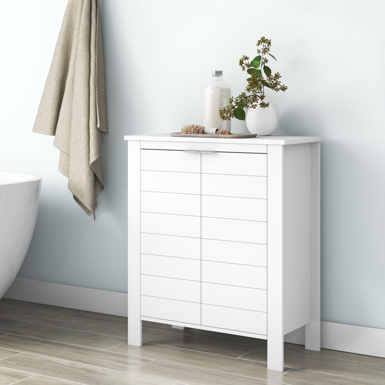White MDF Living Room Cabinet with Adjustable Shelving