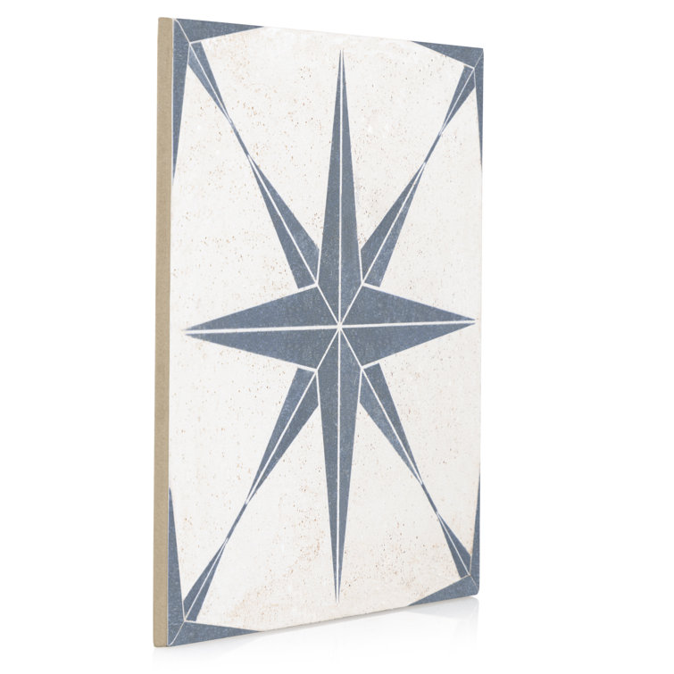 8" Blue and White Ceramic Matte Water-Resistant Floor/Wall Tile