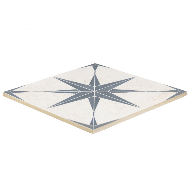 8" Blue and White Ceramic Matte Water-Resistant Floor/Wall Tile
