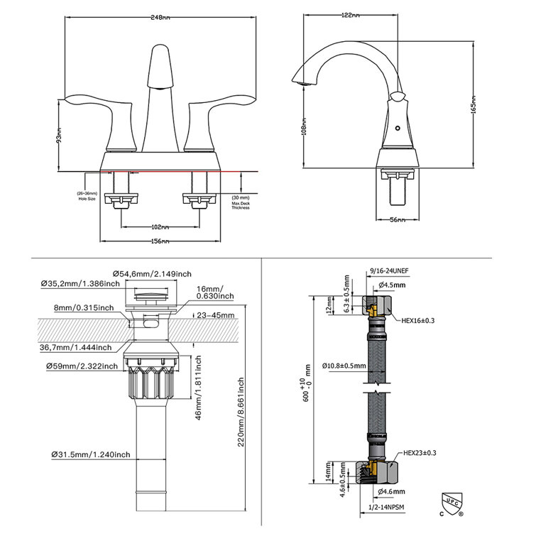 Brushed Nickel 2-Handle Centerset Bathroom Faucet with Drain Assembly