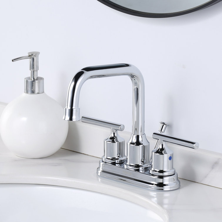 Chrome 4-Inch Centerset 2-Handle Bathroom Faucet with Drain Assembly