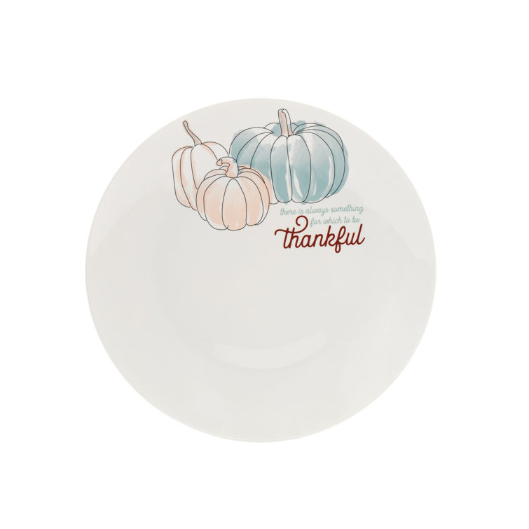 White and Multicolor Porcelain Round Fall Serving Platter
