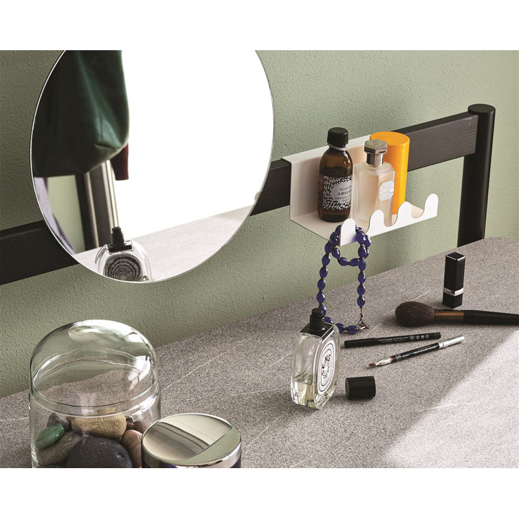 Natural Wood and Graphite Vanity Desk with Accessories