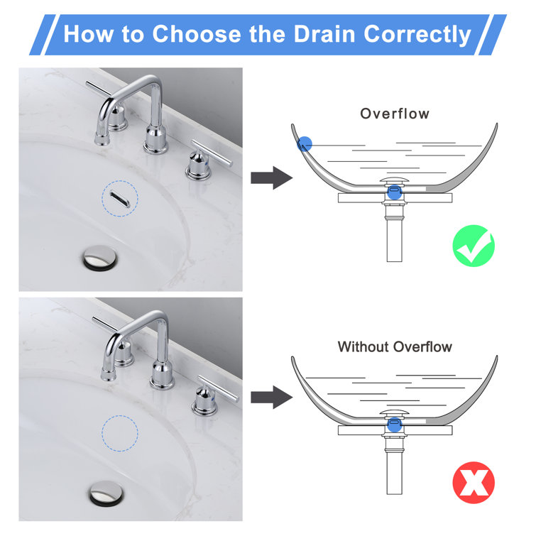 Polished Chrome Pop-Up Bathroom Sink Drain with Overflow, 2-Pack