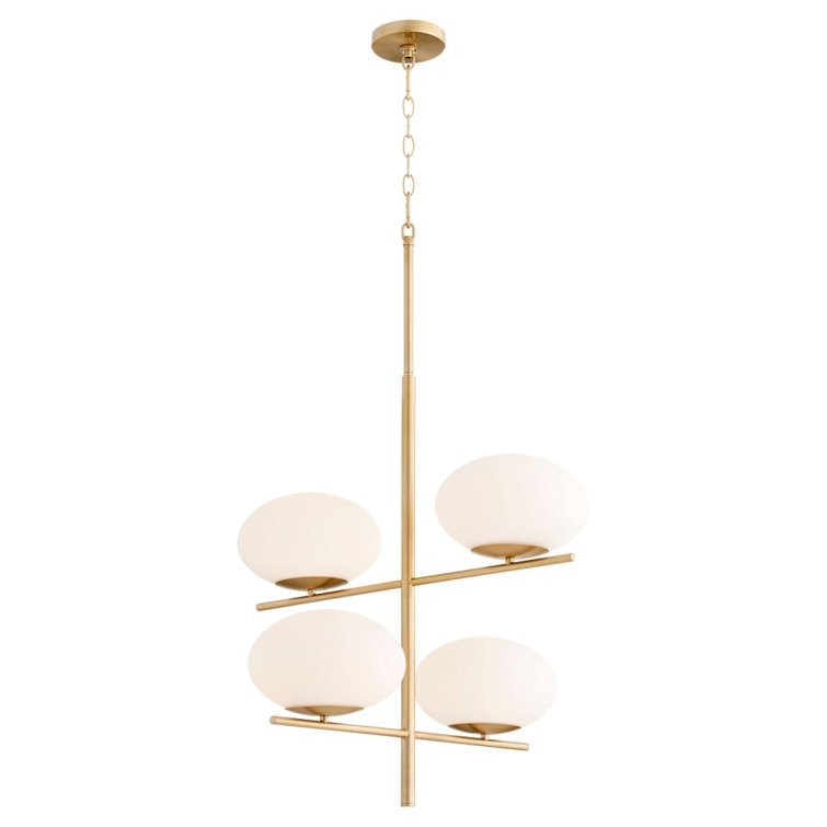 Aged Brass 4-Light Geometric Chandelier