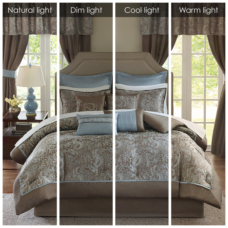 Brystol 24-Piece Blue and Brown Queen Comforter Set