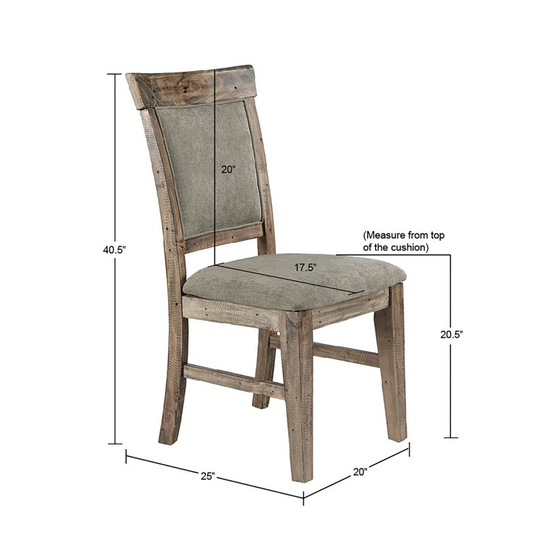 Gray Upholstered Solid Wood Dining Side Chair Set