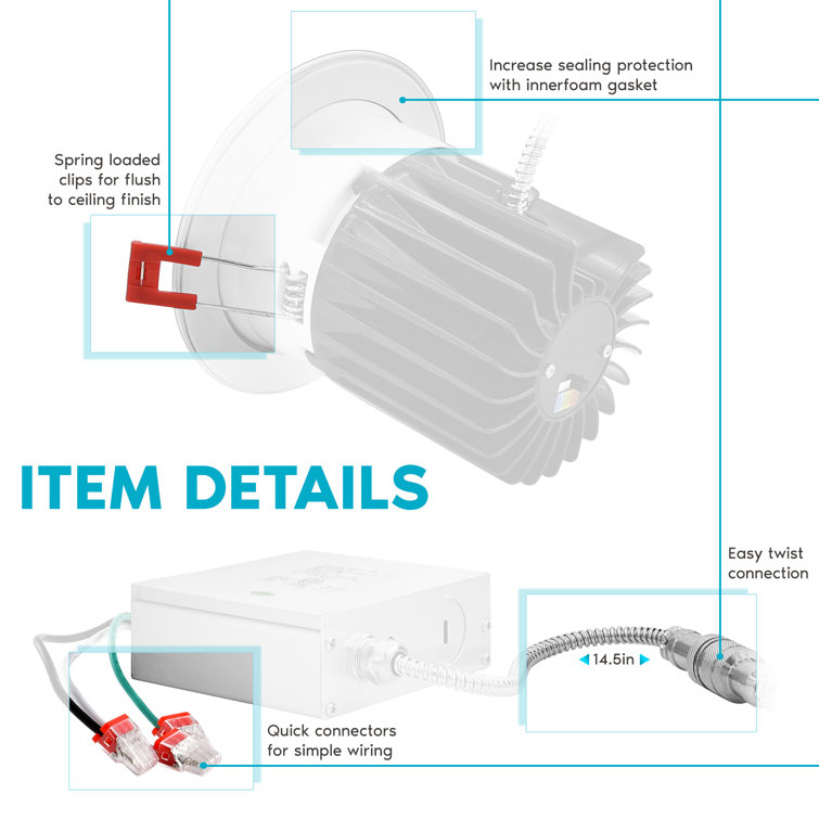 5" Selectable CCT Dimmable LED Recessed Lighting Kit, Energy Star Rated