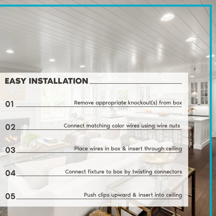 5" Selectable CCT Dimmable LED Recessed Lighting Kit, Energy Star Rated