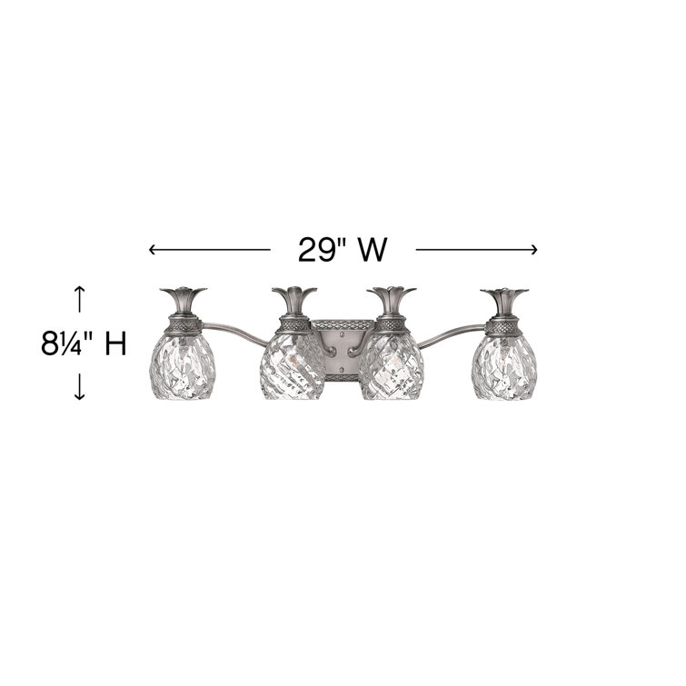 Polished Antique Nickel 4-Light Outdoor Vanity with Clear Optic Glass