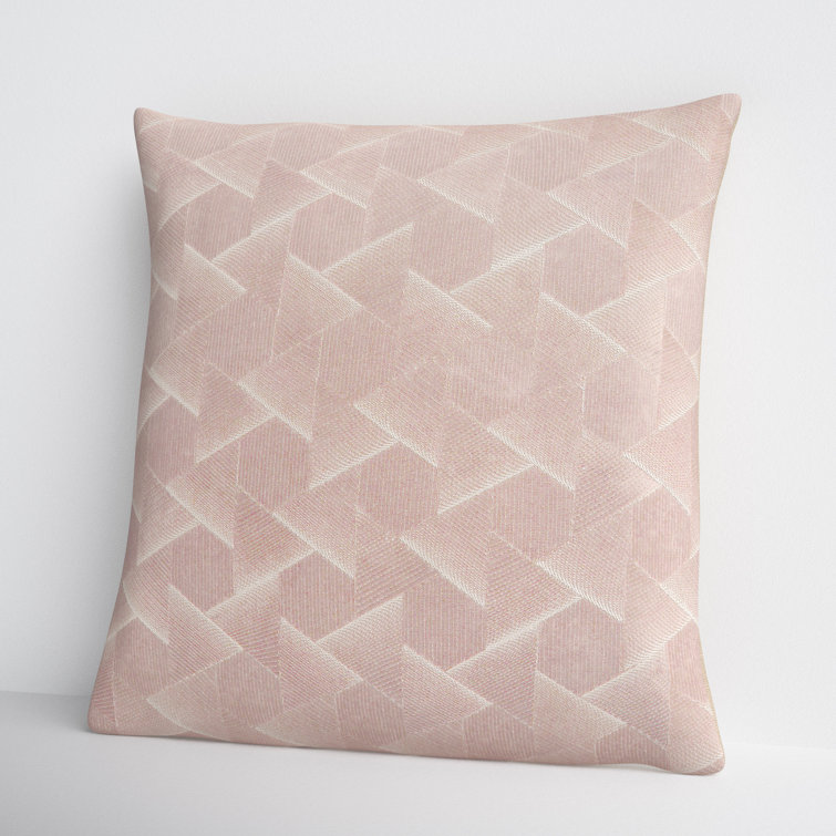 Blush Embroidered Cotton Velvet Square Throw Pillow Set