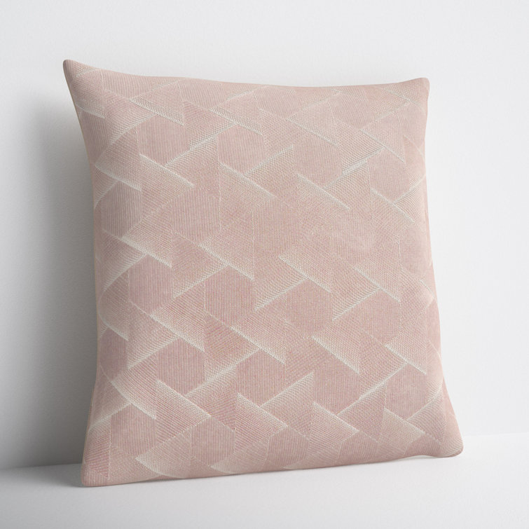 Blush Embroidered Cotton Velvet Square Throw Pillow Set