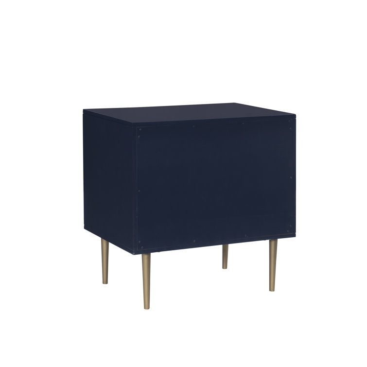 Glamorous Black 1-Drawer Nightstand with Gold Accents