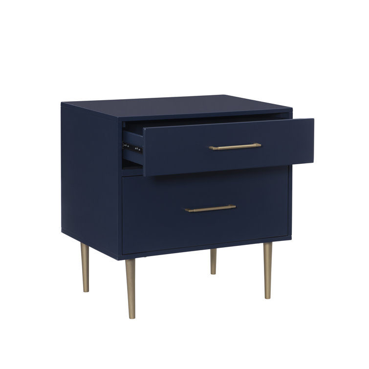 Glamorous Black 1-Drawer Nightstand with Gold Accents