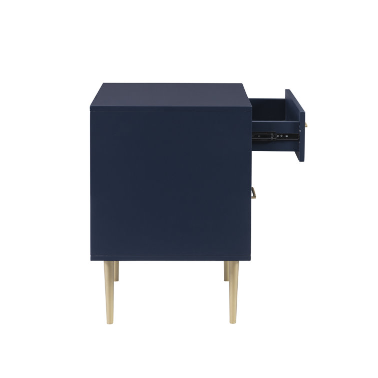 Glamorous Black 1-Drawer Nightstand with Gold Accents
