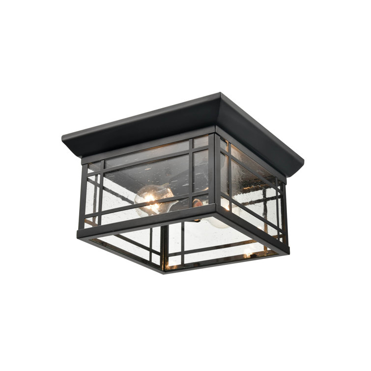 Black Glass 11" Outdoor Flush Mount Light