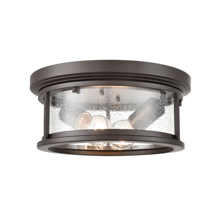 Bresley Contemporary Bronze Glass Outdoor Flush Mount Light