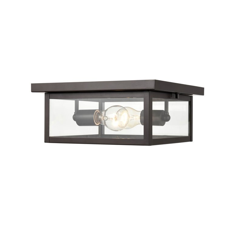 Evanton Bronze and Glass 2-Light Outdoor Flush Mount
