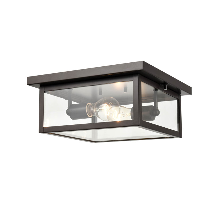 Evanton Bronze and Glass 2-Light Outdoor Flush Mount