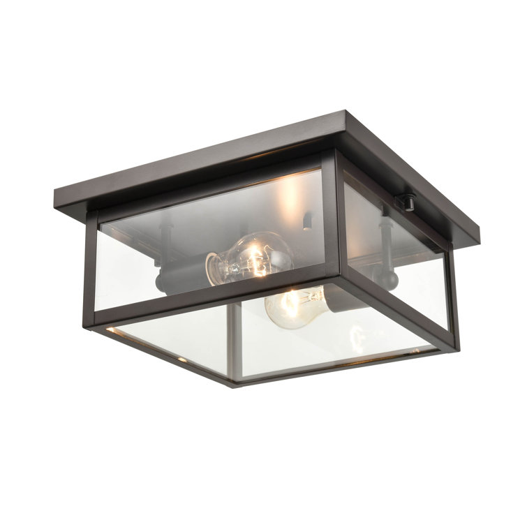 Evanton Bronze and Glass 2-Light Outdoor Flush Mount