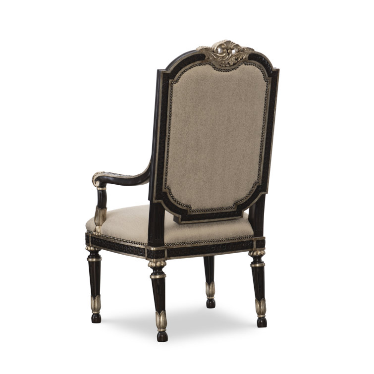 Old World Versailles Handcrafted Wood and Leather Armchair