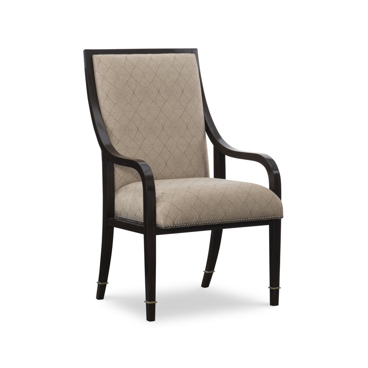 Bombay Brown Leather Upholstered Arm Chair with Deco Silver Finish