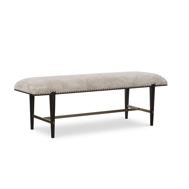Lyric Upholstered Bench with Satin Brass Finish