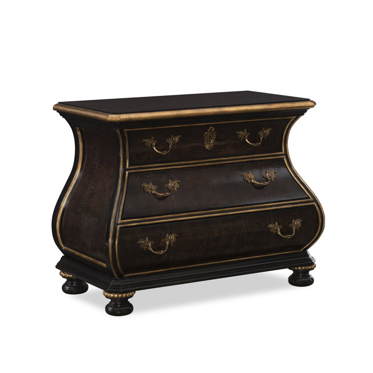 Sovereign Deep Bombay Solid Wood Nightstand with Venetian Gold Trim
