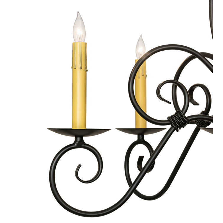 Blackwash Iron 6-Light Chandelier with Faux Candlelights