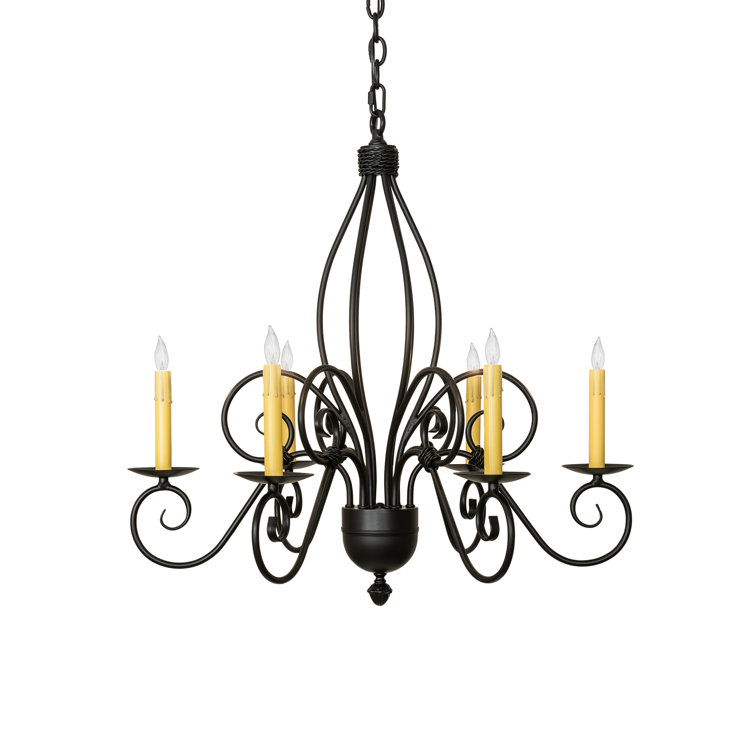 Blackwash Iron 6-Light Chandelier with Faux Candlelights
