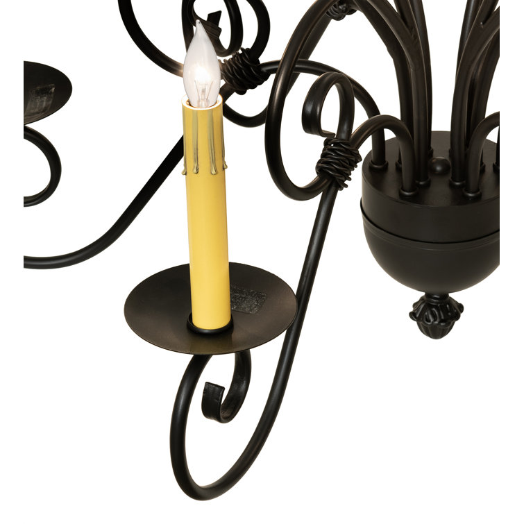 Blackwash Iron 6-Light Chandelier with Faux Candlelights