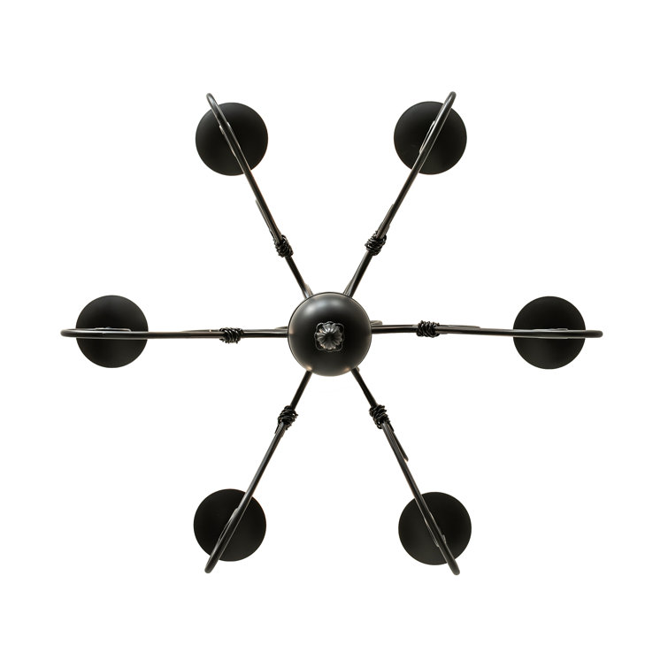 Blackwash Iron 6-Light Chandelier with Faux Candlelights