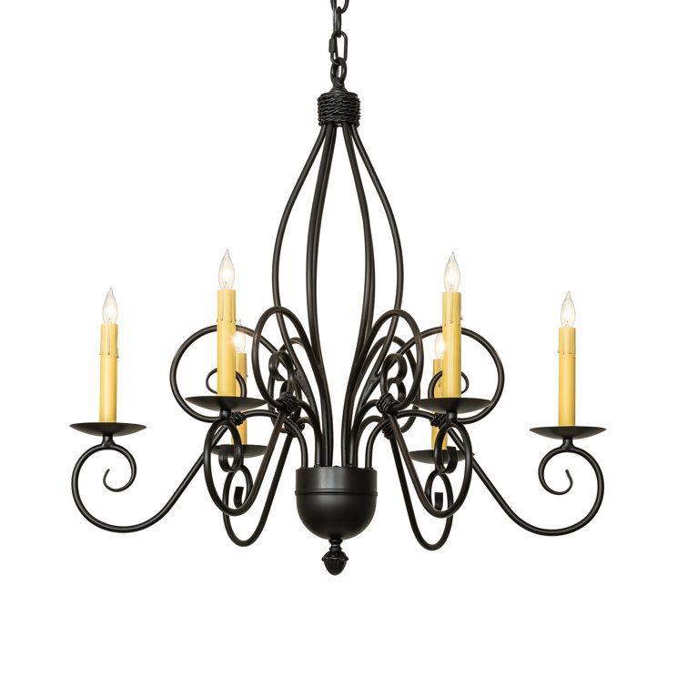 Blackwash Iron 6-Light Chandelier with Faux Candlelights